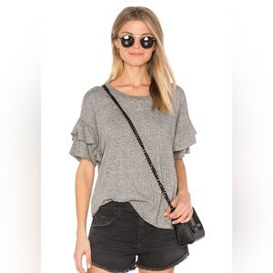 Current/Elliott Heather Gray Ruffle Sleeve Short Sleeve Tee